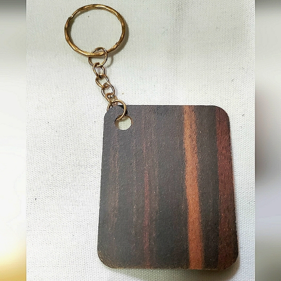 NEW Handcrafted Keychain Bag Tag! Italian Wood SD4. "I LOVE My Bag!" Wood Heart. - Picture 4 of 6